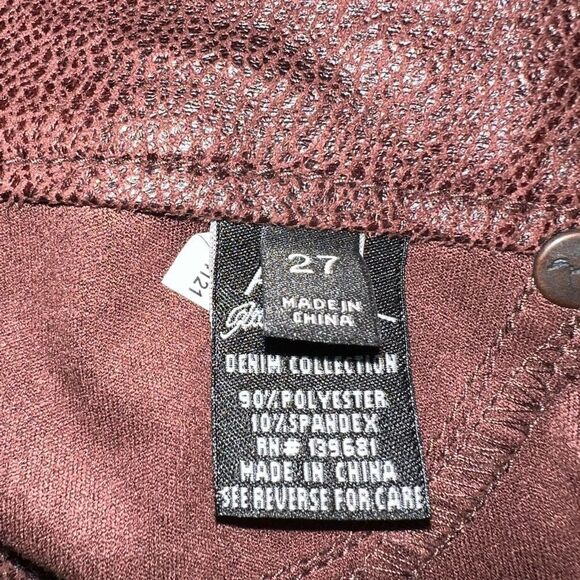 A.B.S. By Allen Schwartz brown faux leather jeggings women's size 27 - Picture 7 of 8